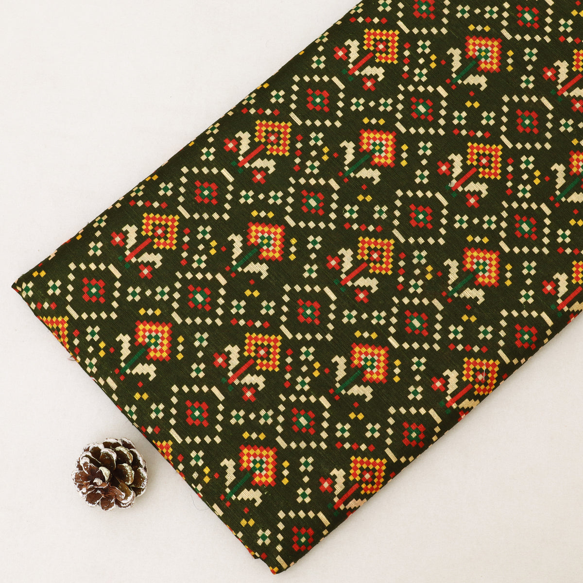 Raw Silk Ikkat Print Fabric
