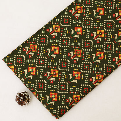 Raw Silk Ikkat Print Fabric