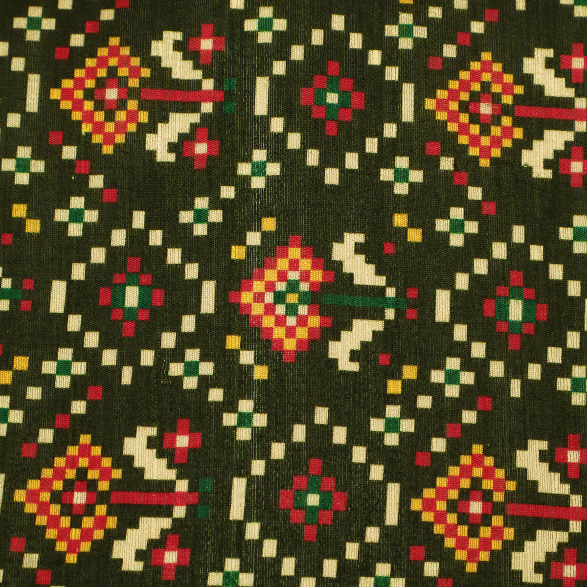 Raw Silk Ikkat Print Fabric