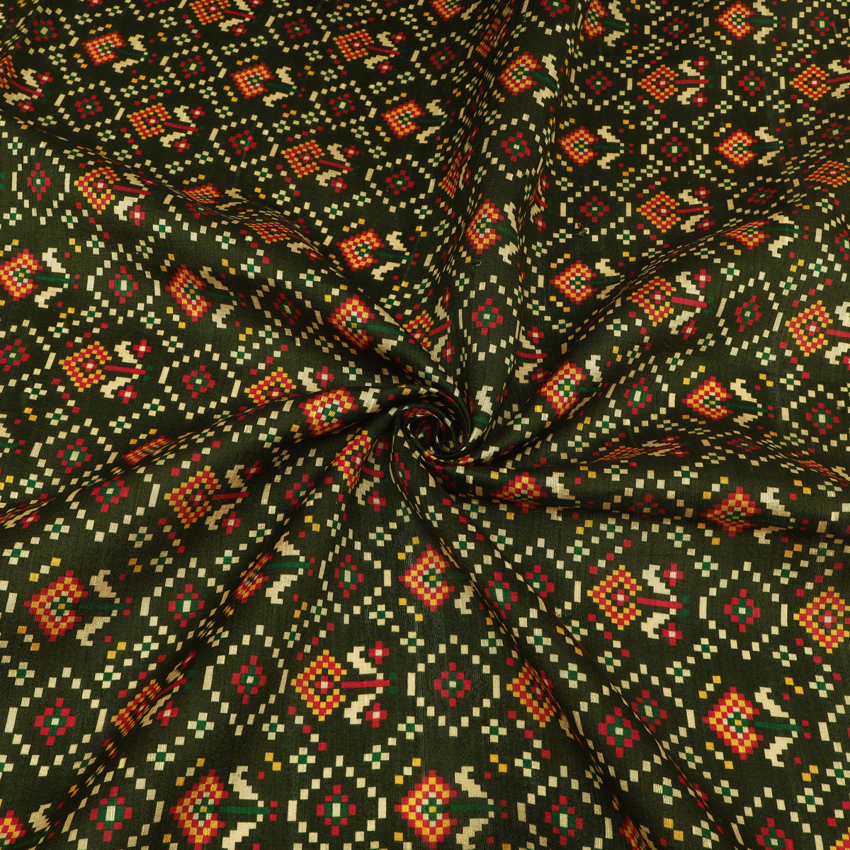 Raw Silk Ikkat Print Fabric