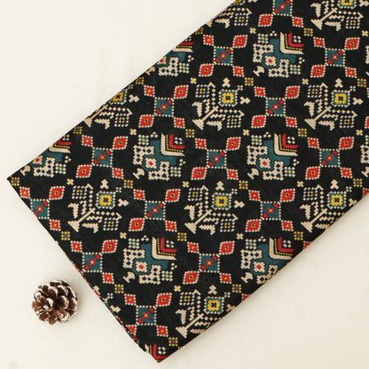 Raw Silk Ikkat Print Fabric