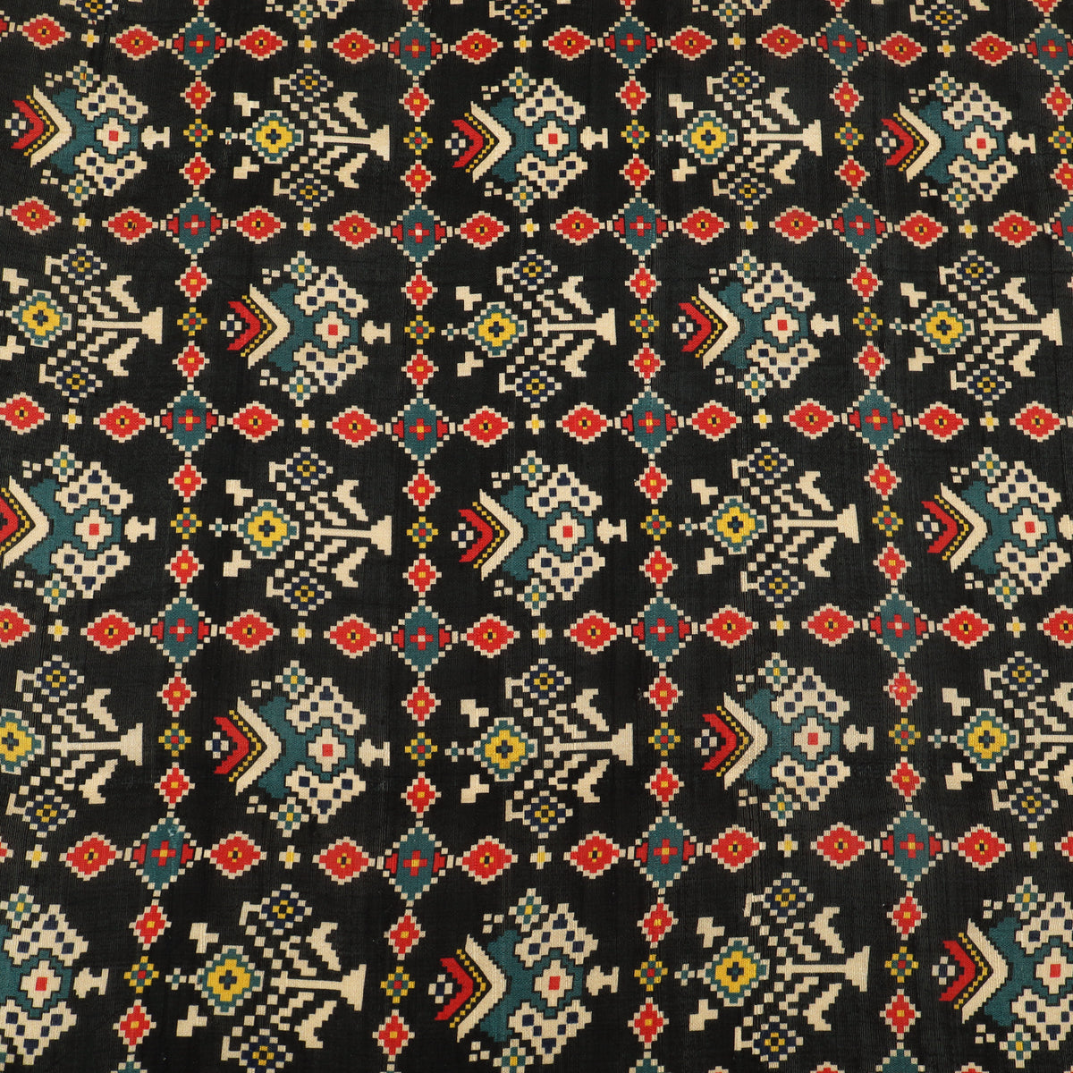 Raw Silk Ikkat Print Fabric