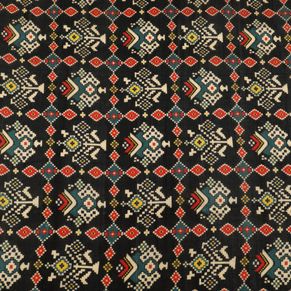 Raw Silk Ikkat Print Fabric