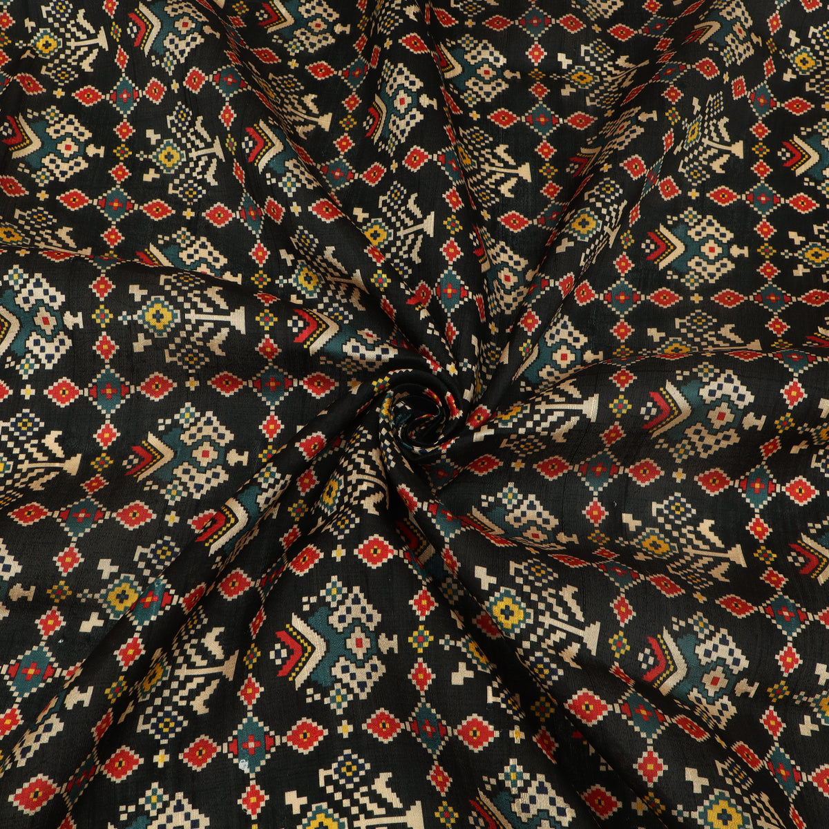 Raw Silk Ikkat Print Fabric