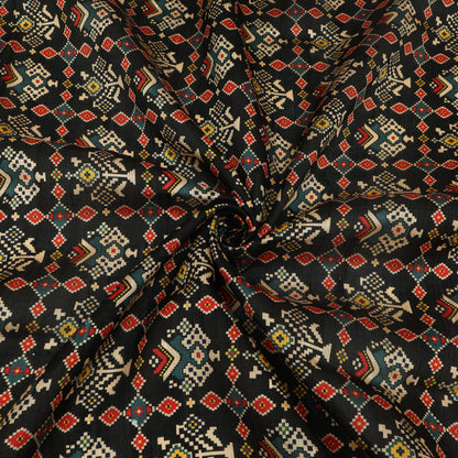 Raw Silk Ikkat Print Fabric