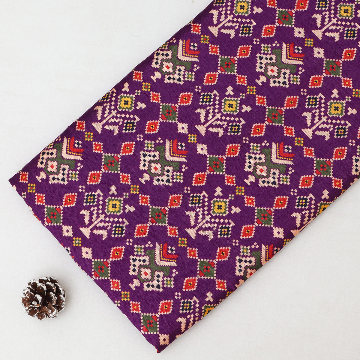 Raw Silk Ikkat Print Fabric
