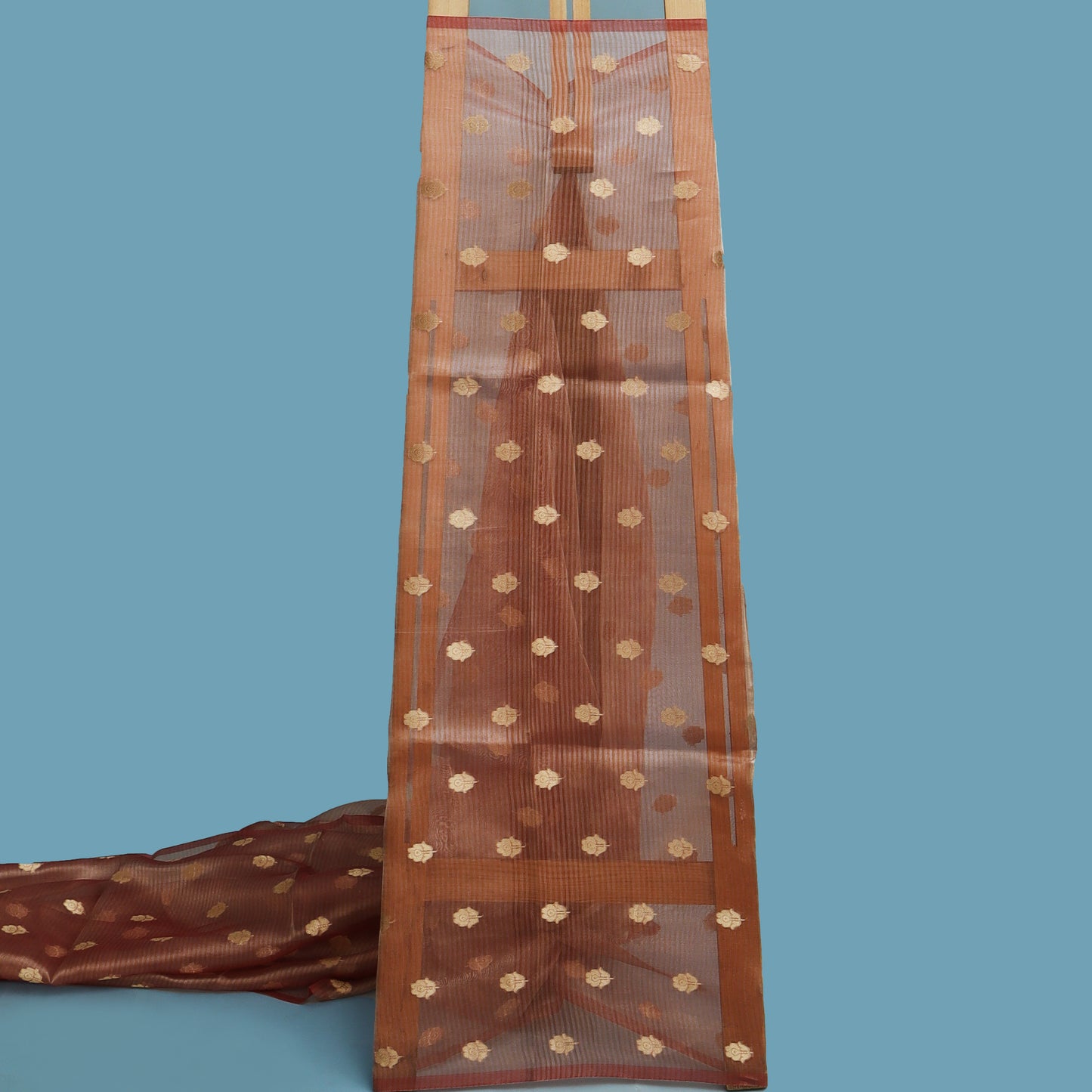 Rust Color Organza Tissue Booti Fabric