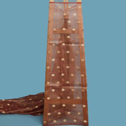 Rust Color Organza Tissue Booti Fabric