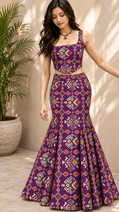 Raw Silk Ikkat Print Fabric
