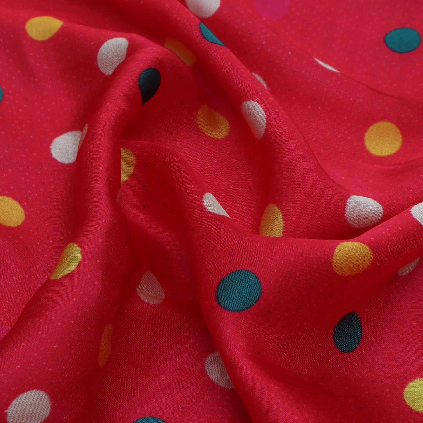 Red Color Modal Satin Hydra Print Fabric