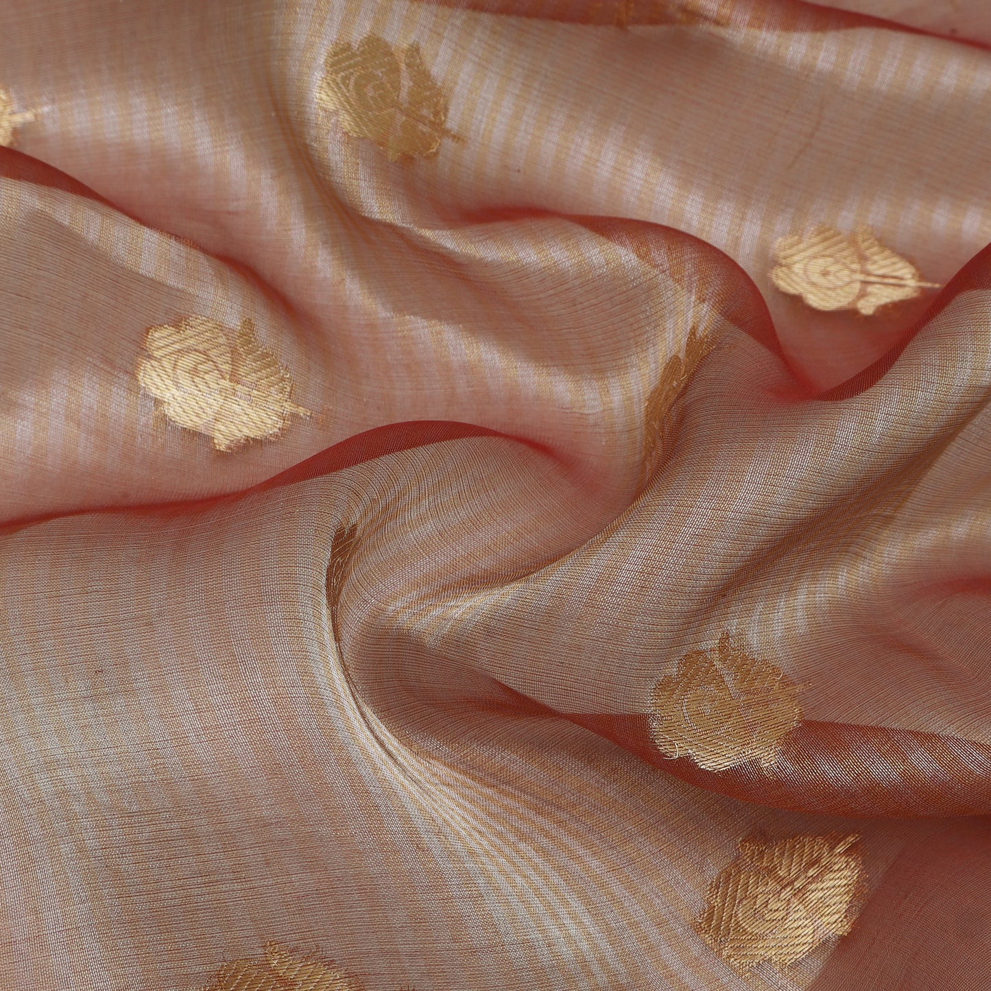 Rust Color Organza Tissue Booti Fabric