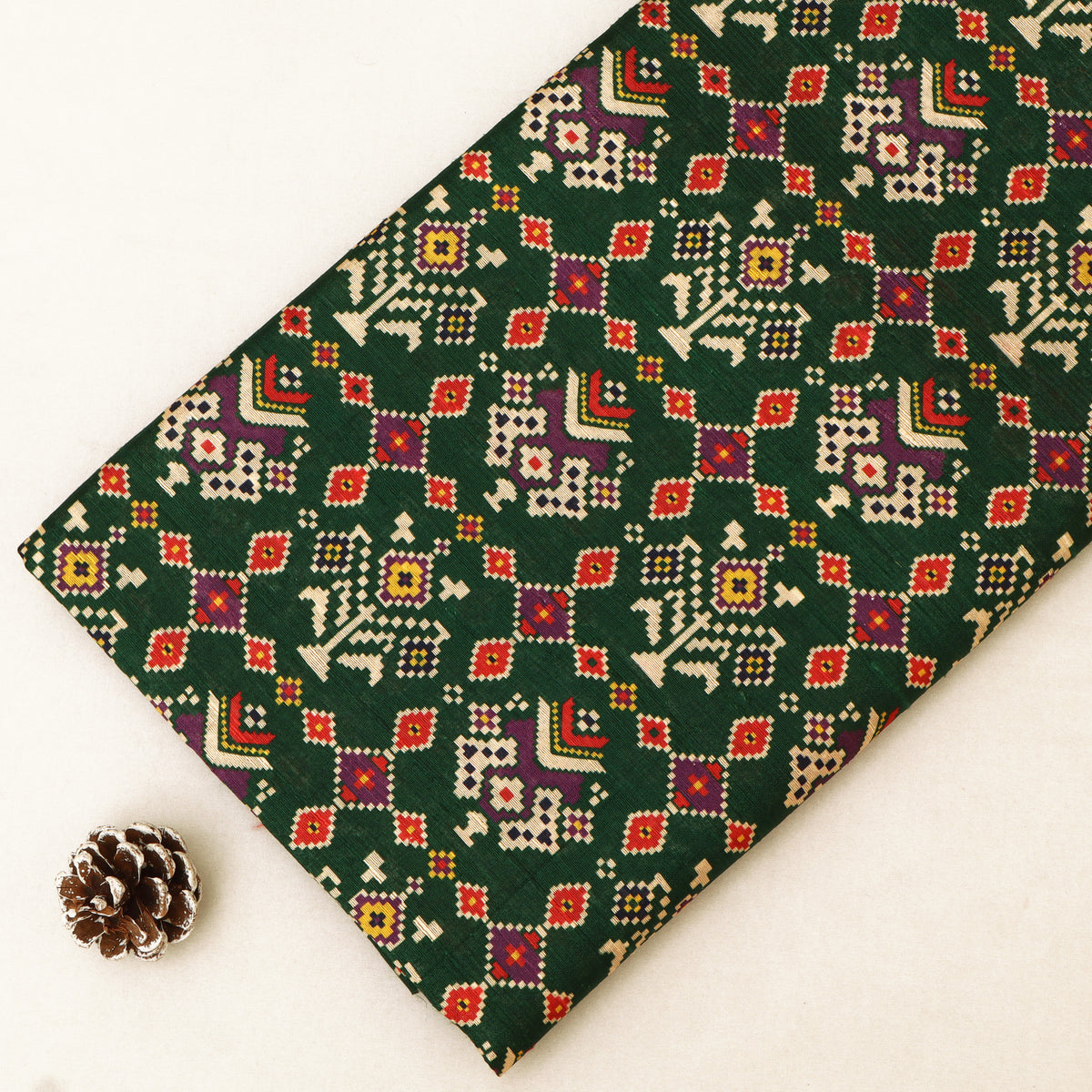 Raw Silk Ikkat Print Fabric