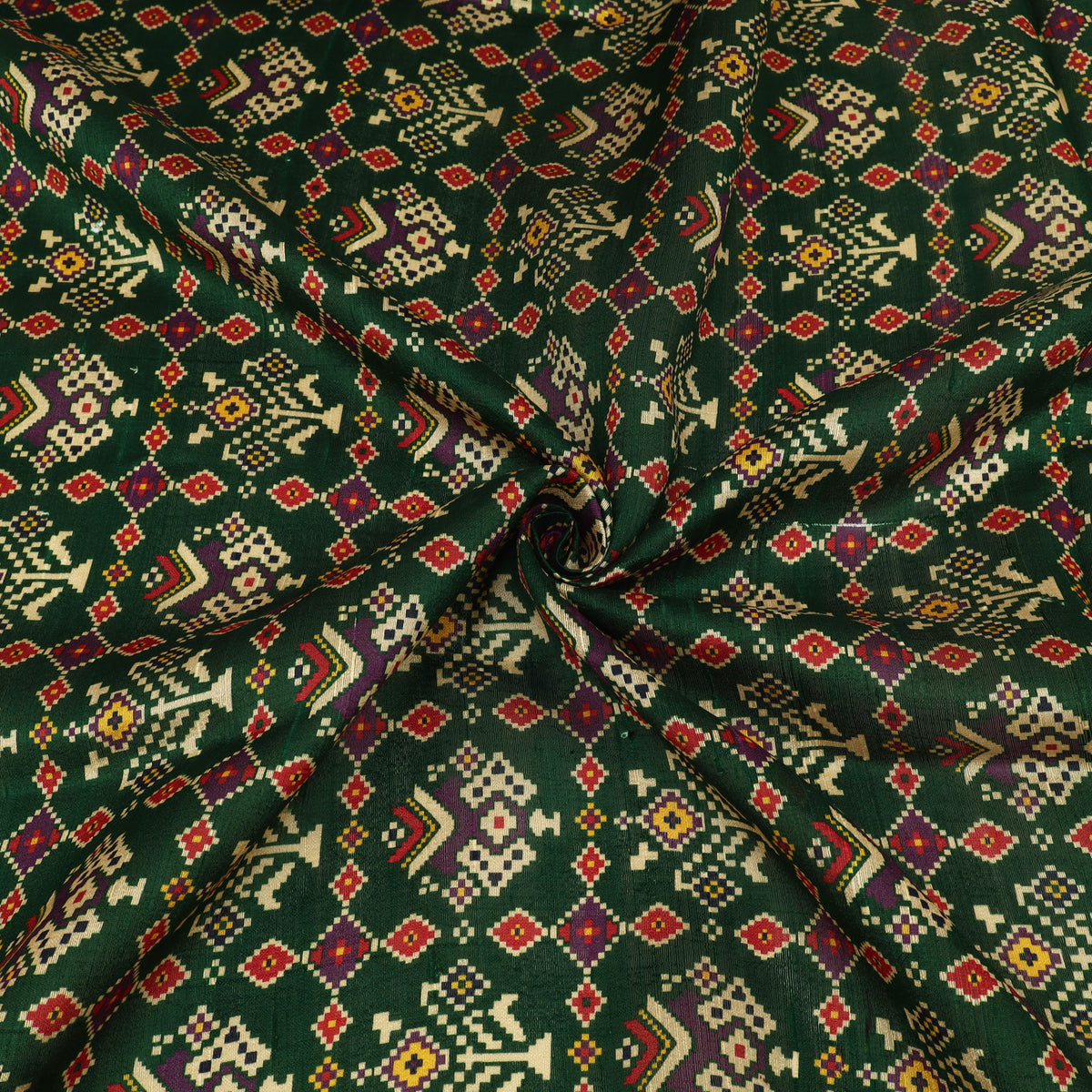 Raw Silk Ikkat Print Fabric