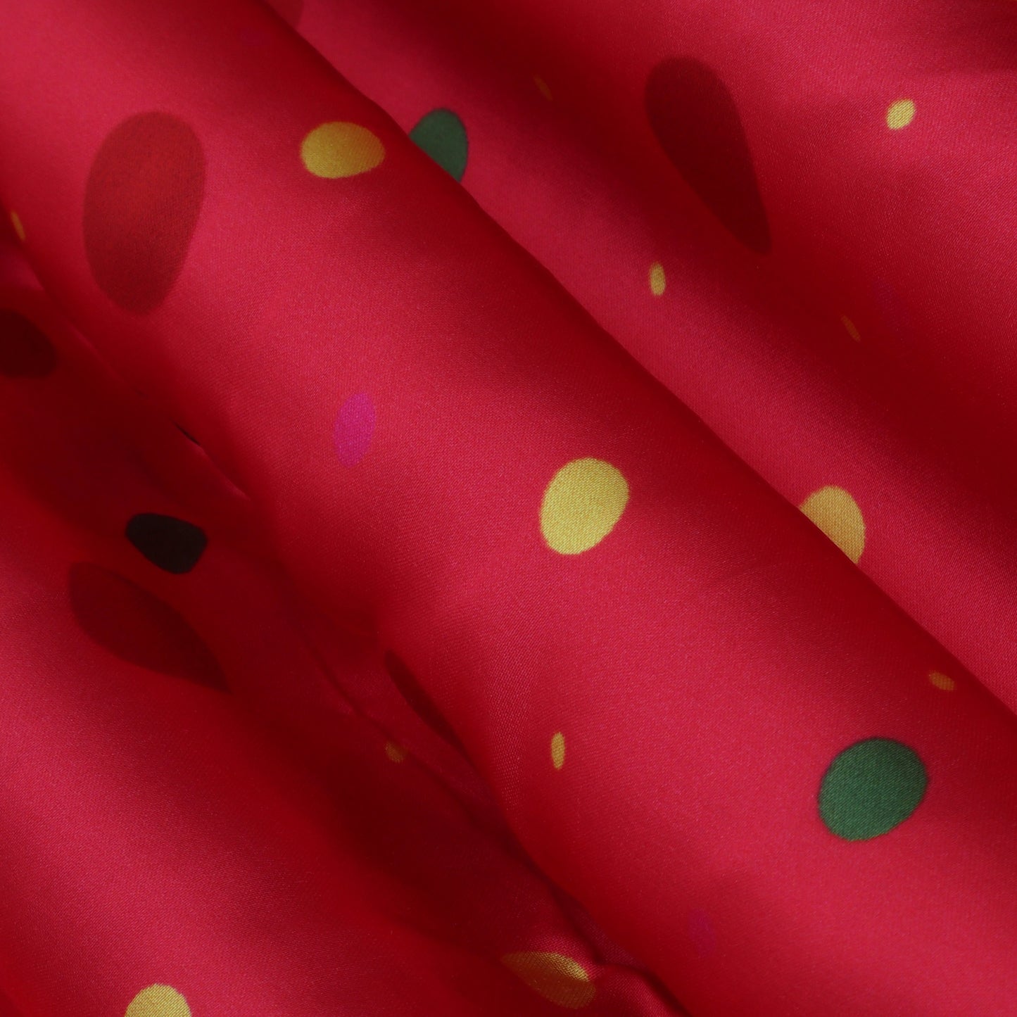 Red Color Modal Satin Hydra Print Fabric