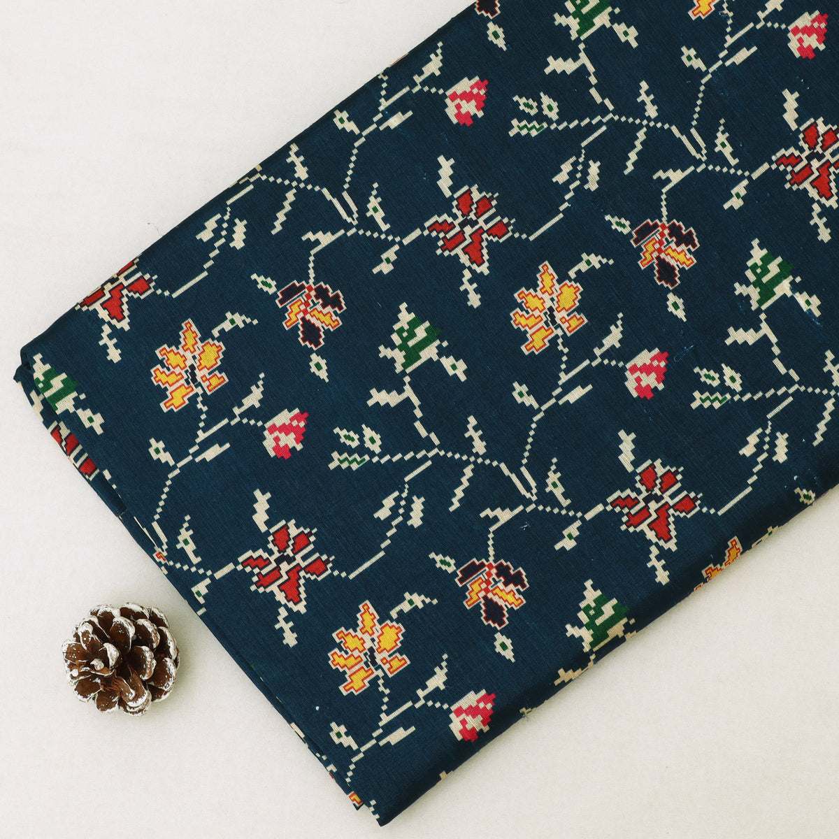Raw Silk Ikkat Print Fabric