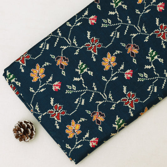 Raw Silk Ikkat Print Fabric