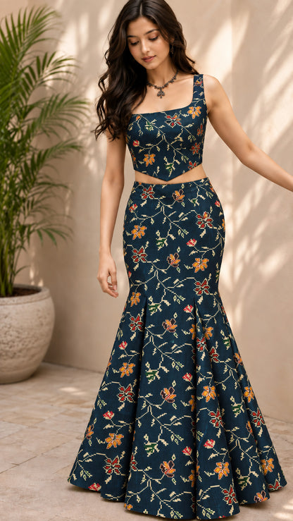 Raw Silk Ikkat Print Fabric