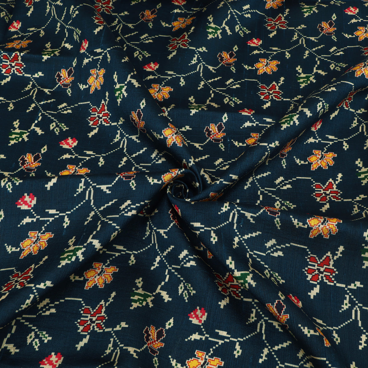 Raw Silk Ikkat Print Fabric