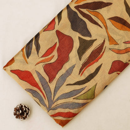 Beige Katan Dupion Tissue Print Fabric