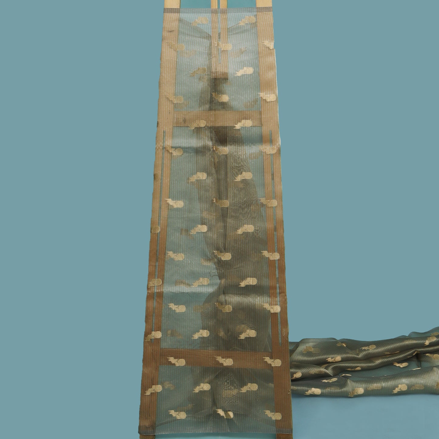 Pista Green Color Organza Tissue Booti Fabric