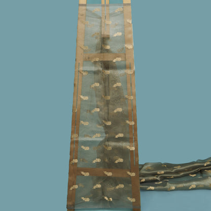 Pista Green Color Organza Tissue Booti Fabric