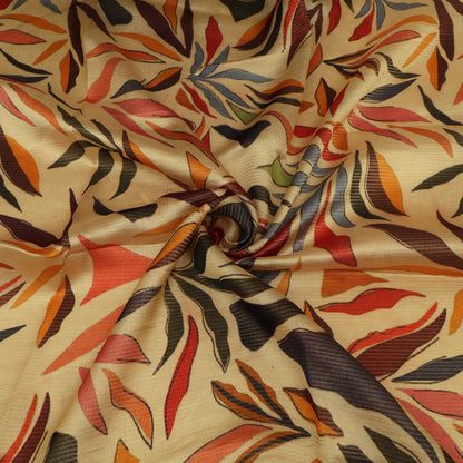 Beige Katan Dupion Tissue Print Fabric