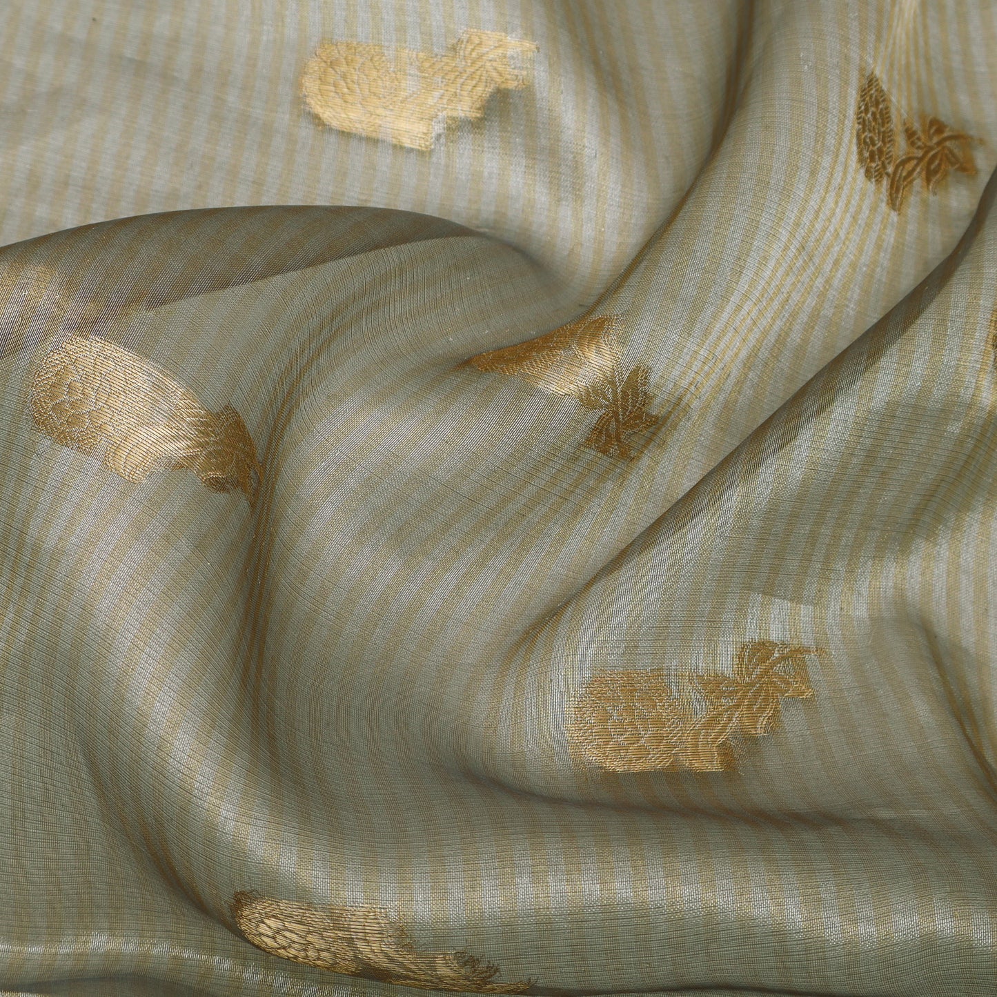 Pista Green Color Organza Tissue Booti Fabric