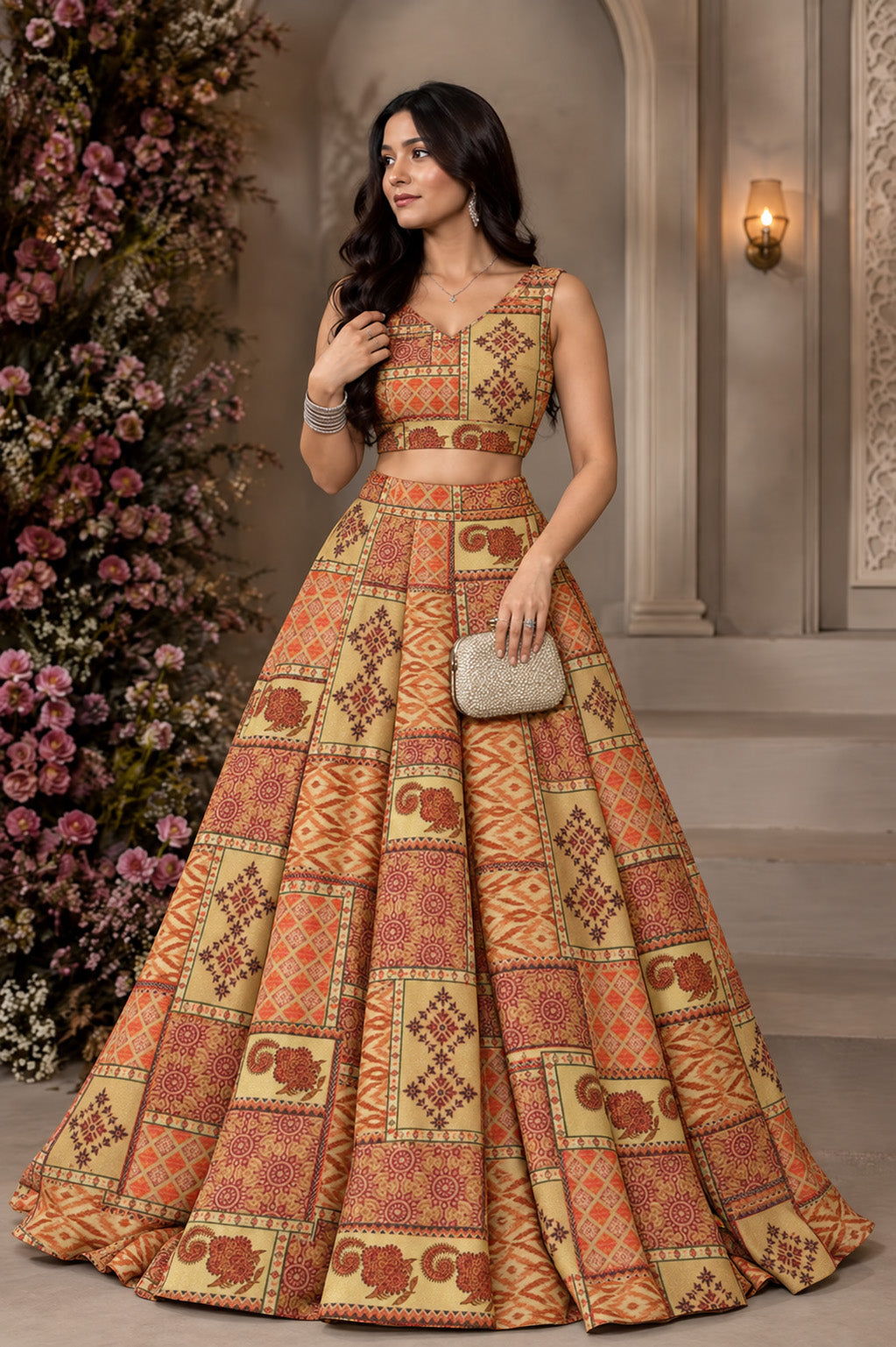 Katan Dupion Tissue Print Fabric