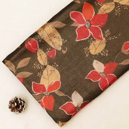 Katan Dupion Floral Tissue Print Fabric