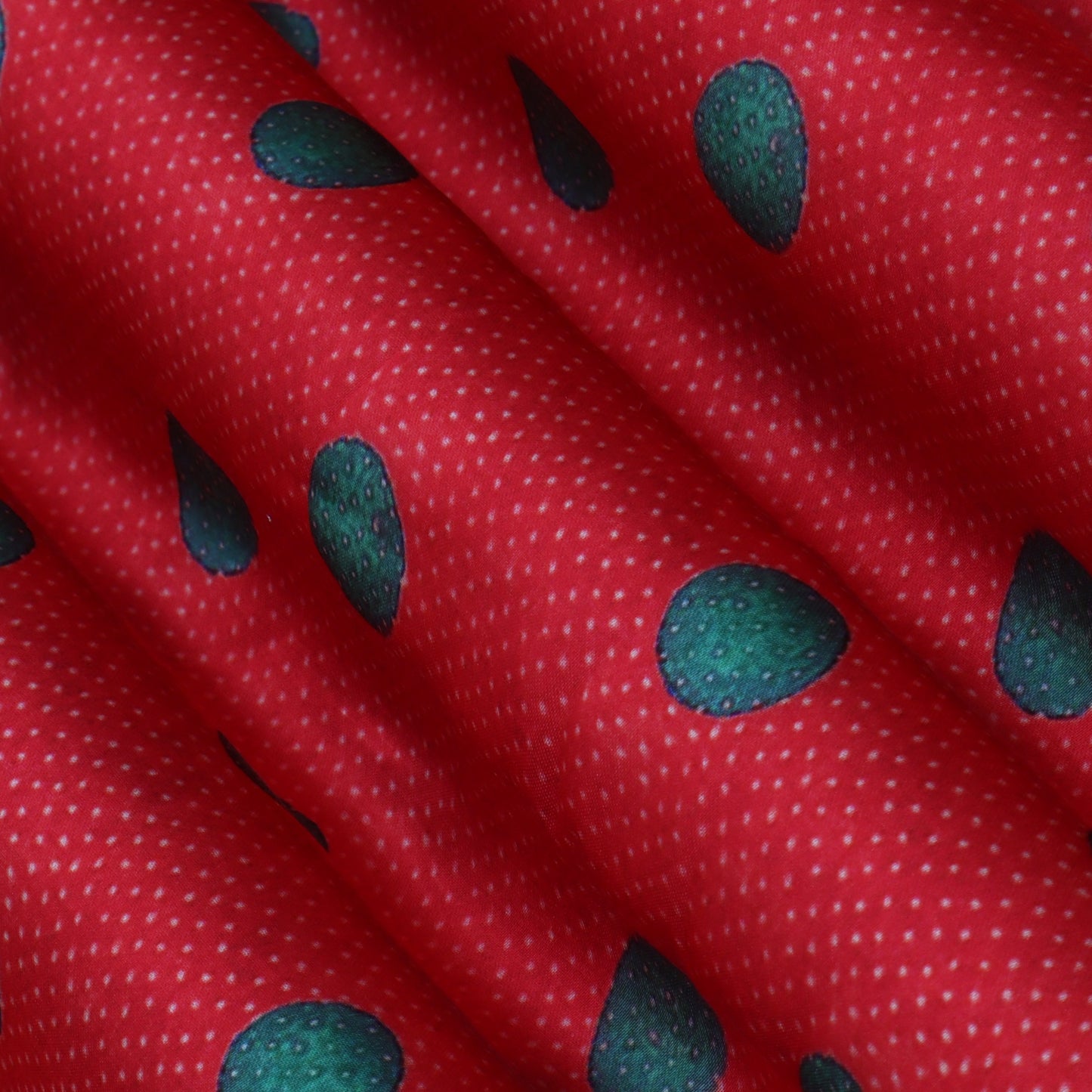 Red Color Modal Satin Hydra Print Fabric