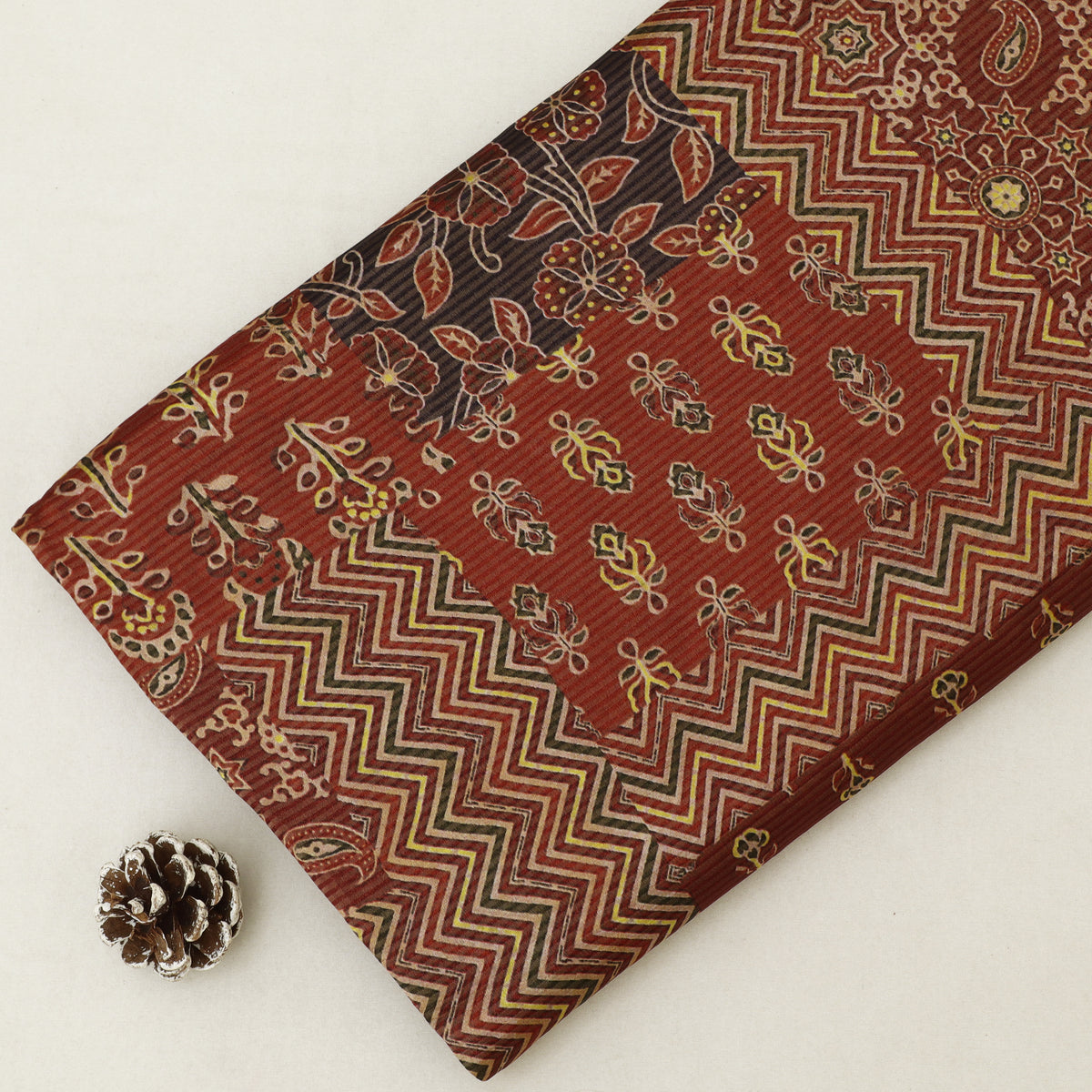 Katan Dupion Tissue Print Fabric