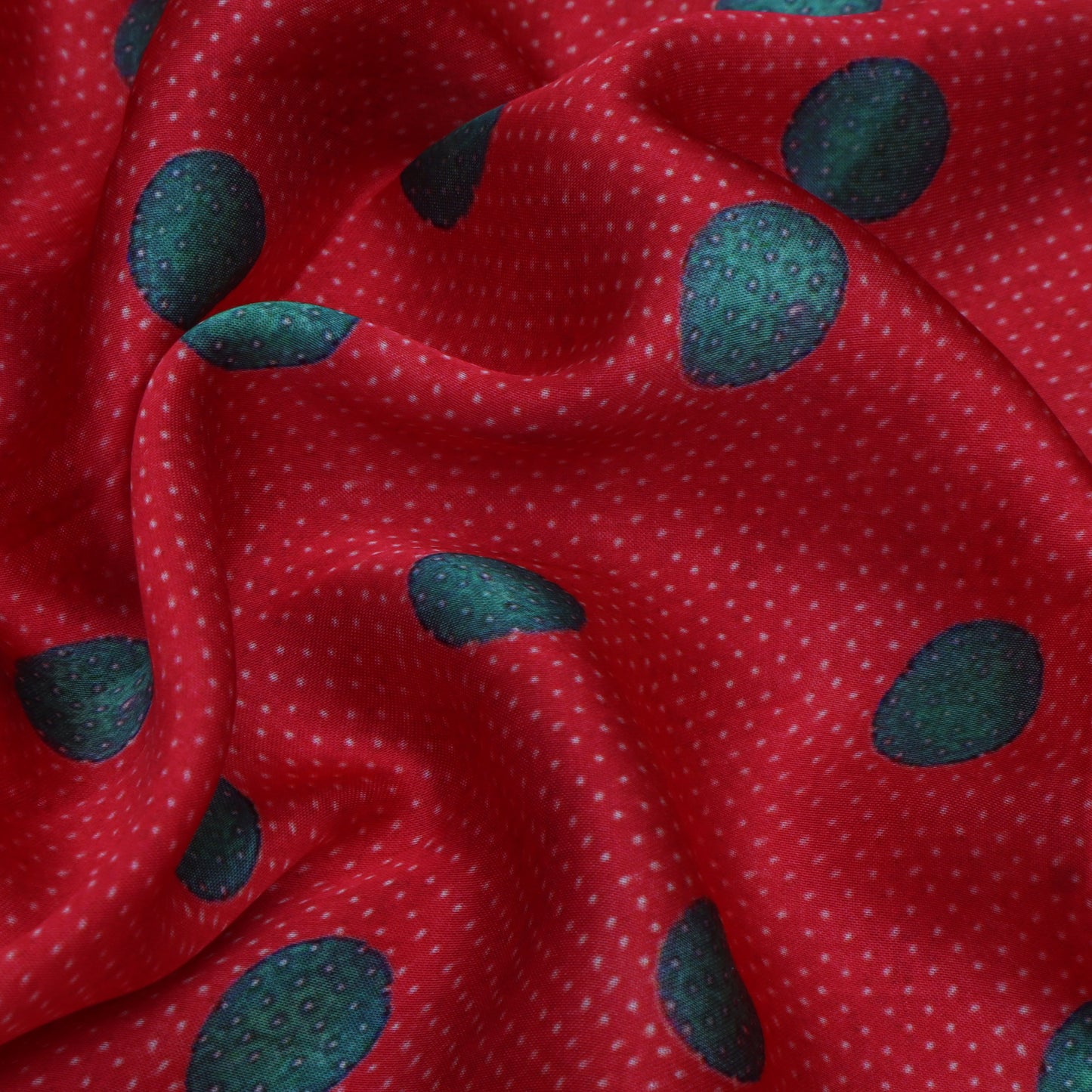 Red Color Modal Satin Hydra Print Fabric