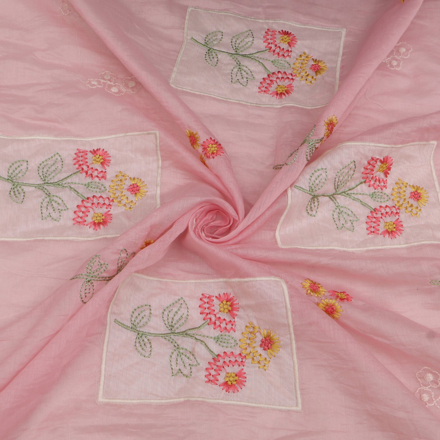 Mul Chanderi Embroidery Fabric