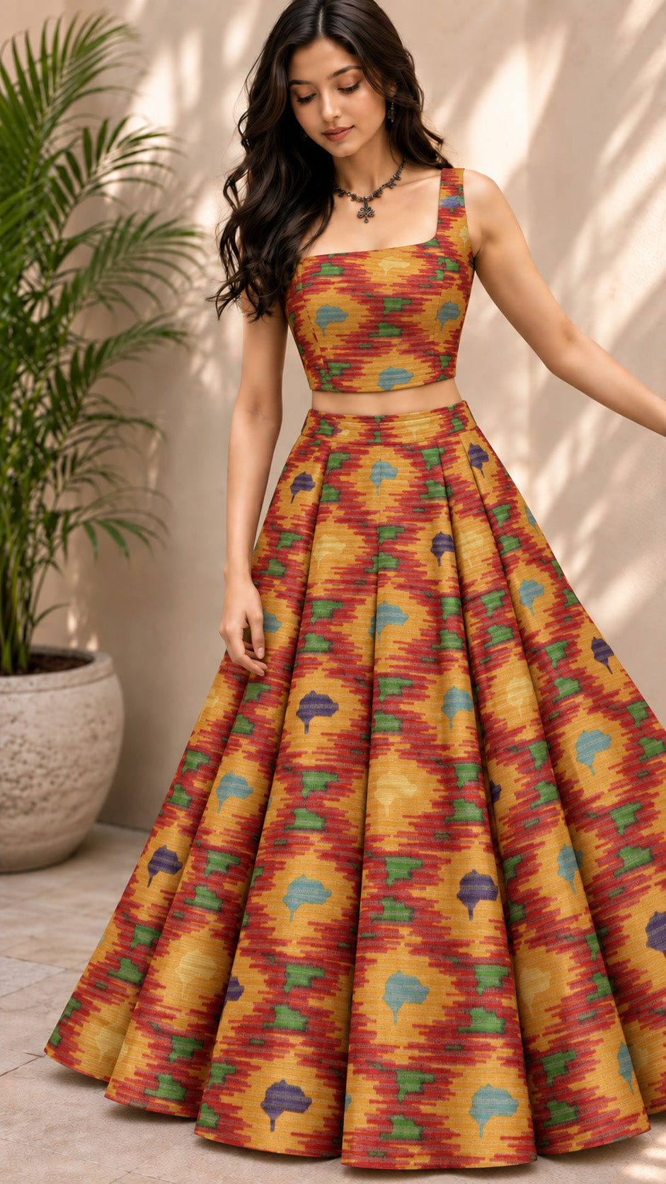 Katan Dupion Tissue Print Fabric
