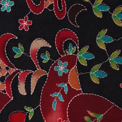 Black Color Tissue Position Print Embroidery Fabric