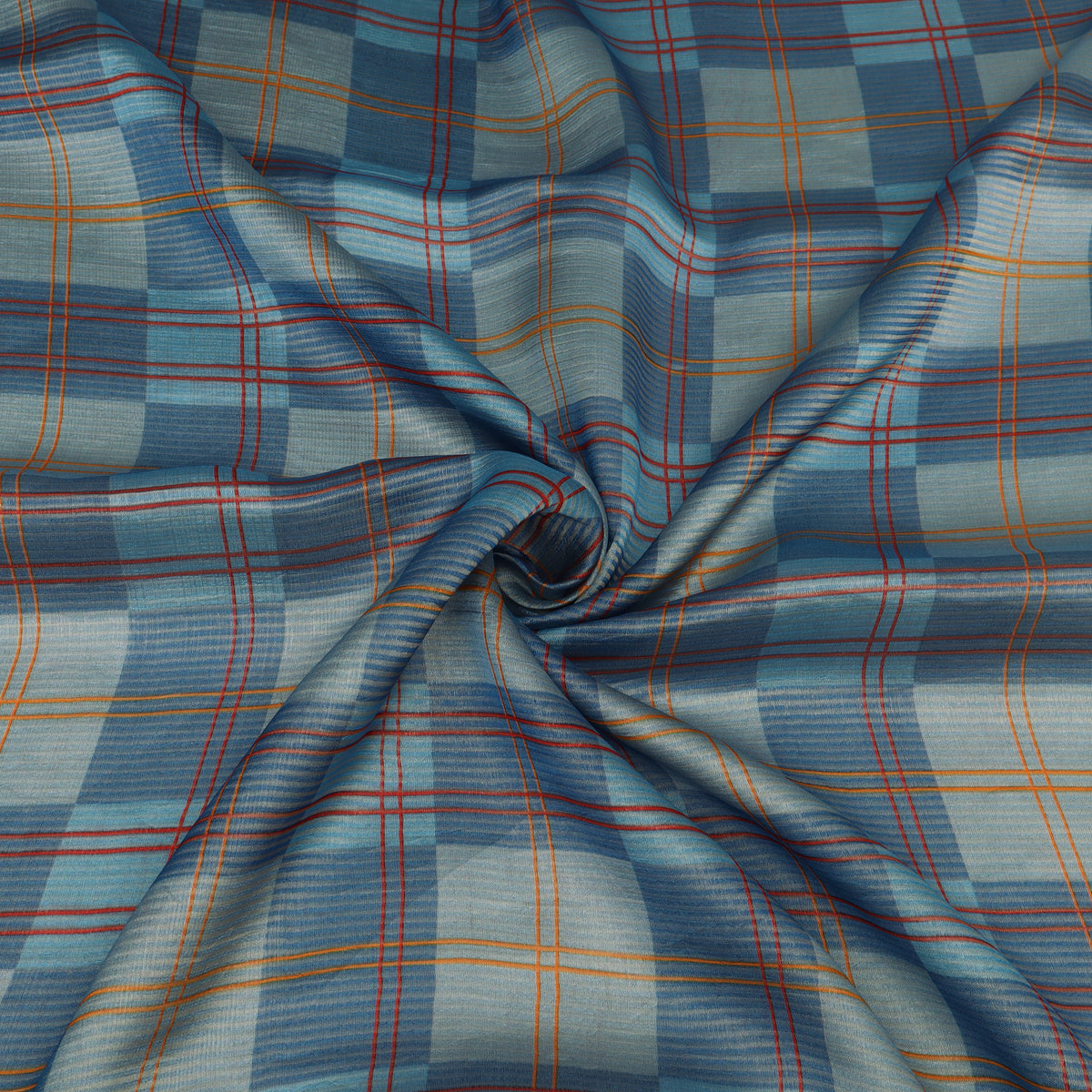 Katan Dupion Tissue Check Print Fabric