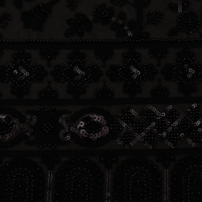 Black Color Georgette Embroidery Fabric