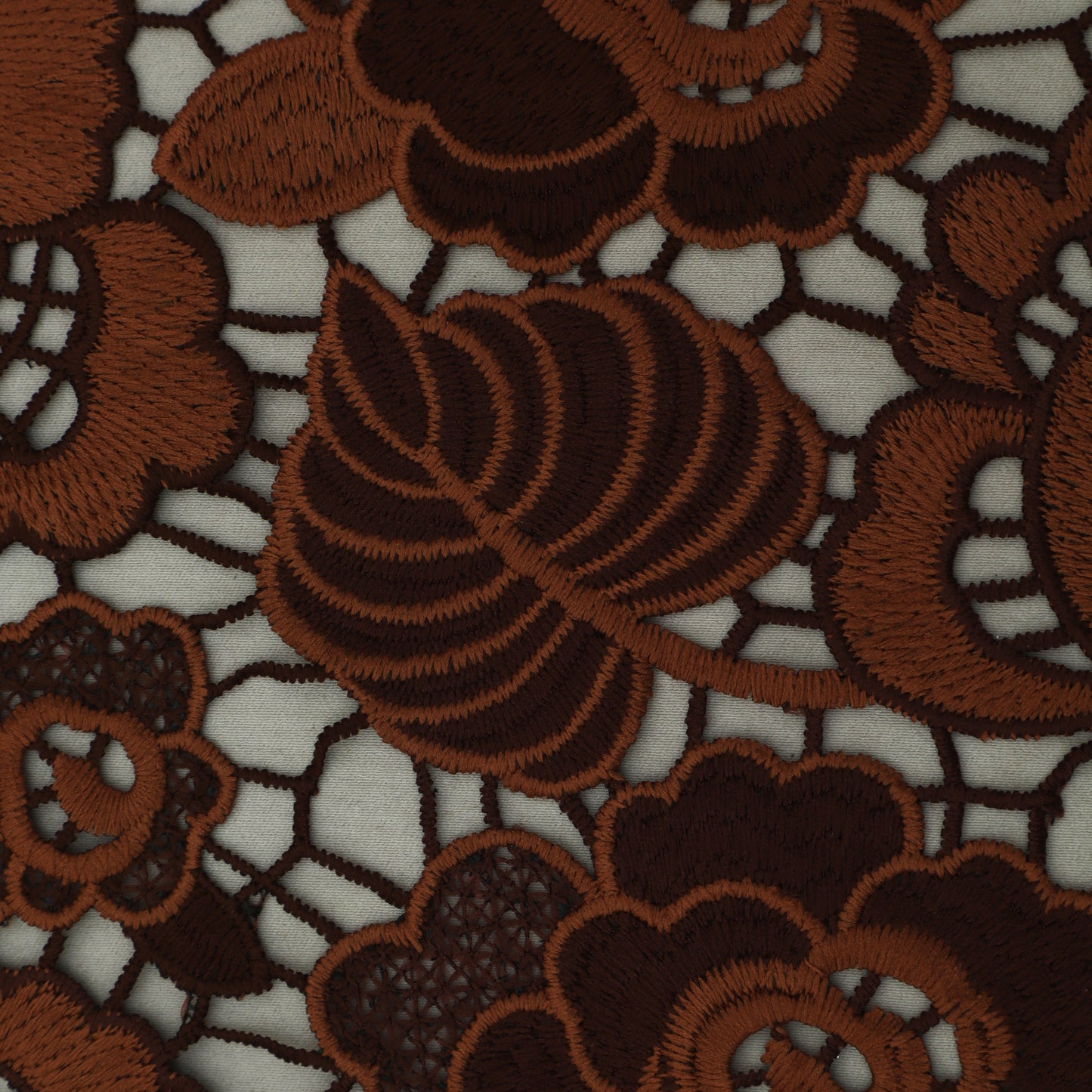 Brown Color Crosia Cut Work Fabric