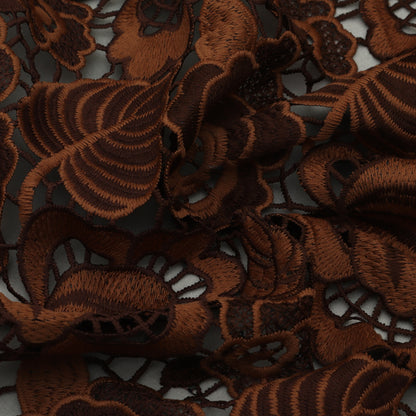 Brown Color Crosia Cut Work Fabric