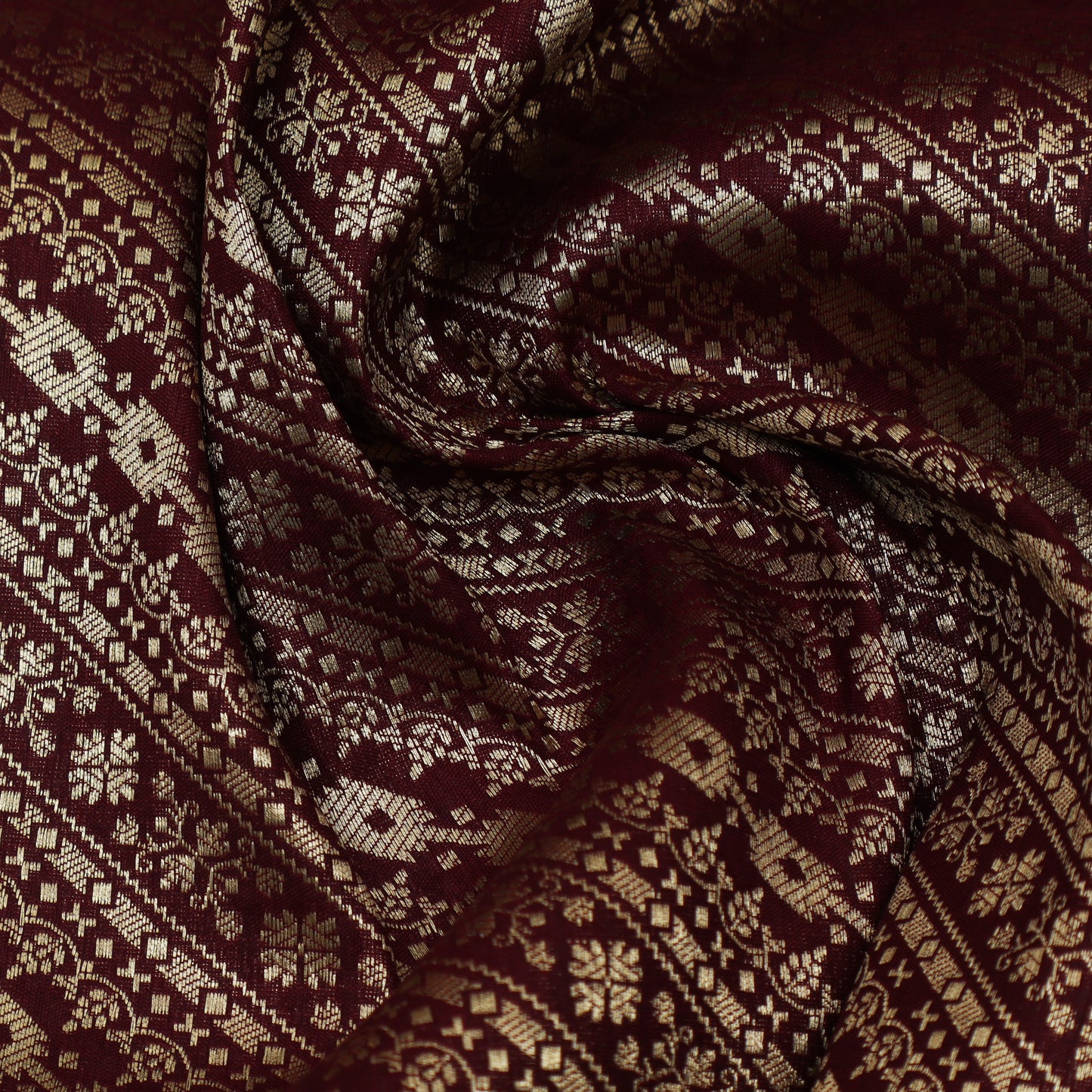 Wine Color Pauri Brocade Fabric