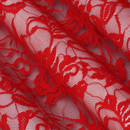 Red Color Chantilly Lace Fabric