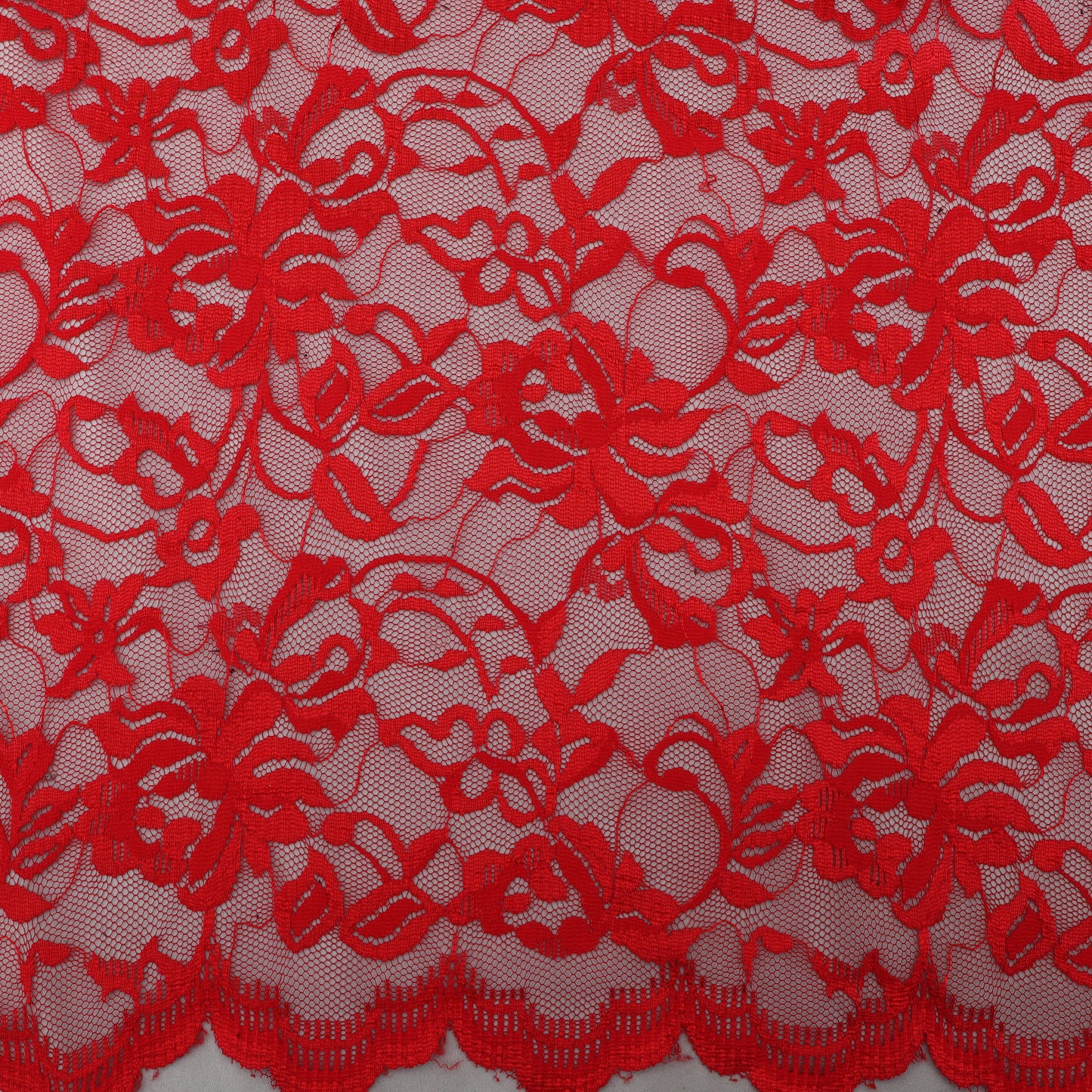 Red Color Chantilly Lace Fabric