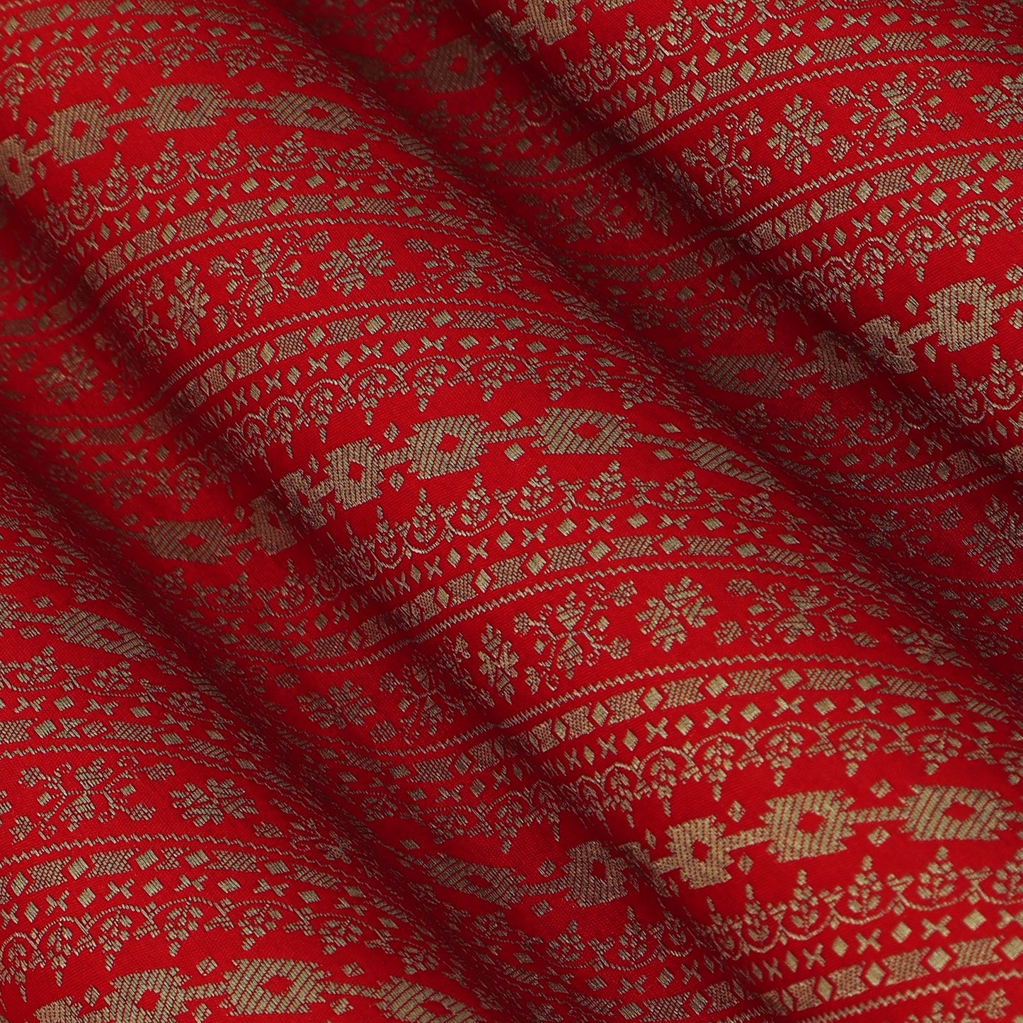 Red Color Pauri Brocade Fabric