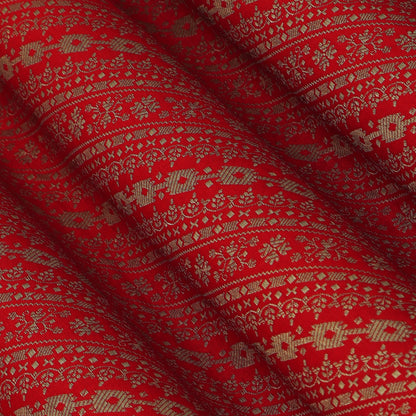 Red Color Pauri Brocade Fabric