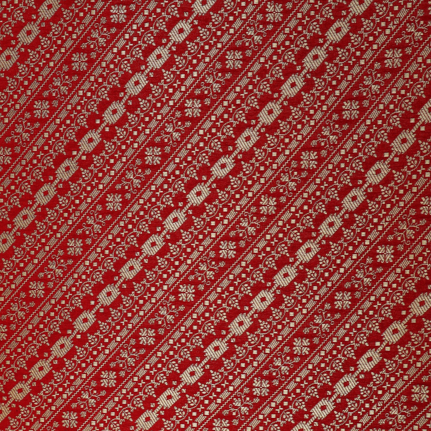 Red Color Pauri Brocade Fabric