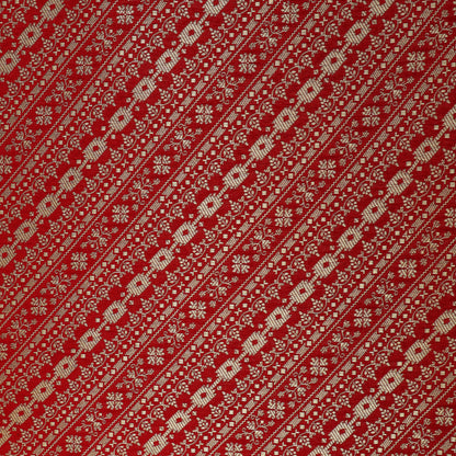 Red Color Pauri Brocade Fabric