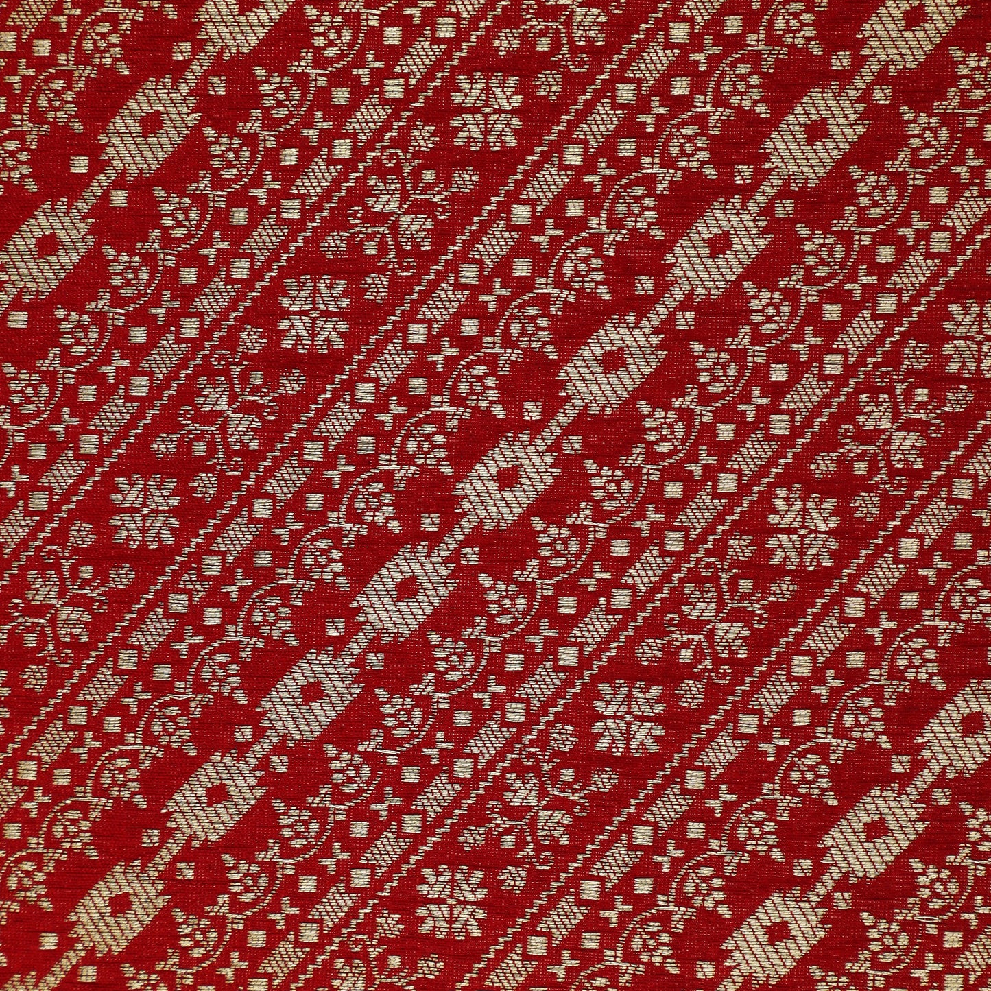 Red Color Pauri Brocade Fabric