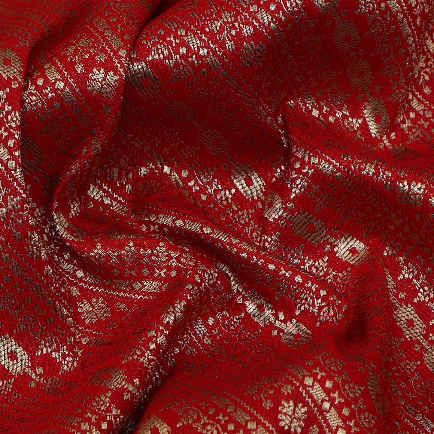 Red Color Pauri Brocade Fabric