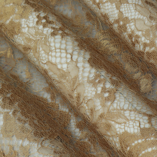 Beige Color Chantilly Net Fabric