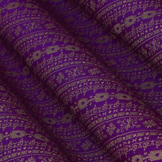 Purple Color Pauri Brocade Fabric